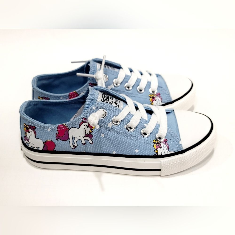 Weestep Kids Girls Lace Up Blue Unicorn Canvas Sneakers Shoes Size 11 NWT, NWB - Picture 5 of 16